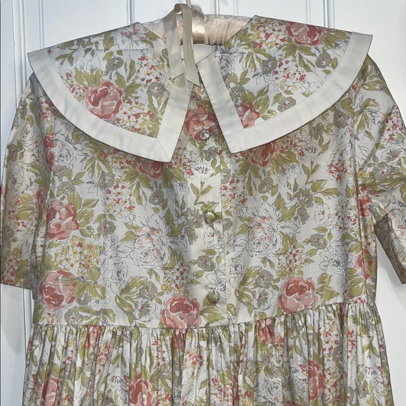 Vtg 90s Laura Ashley Floral Dress WITH TAGS Ecru Washed Coral Cottagecore - Picture 9 of 11